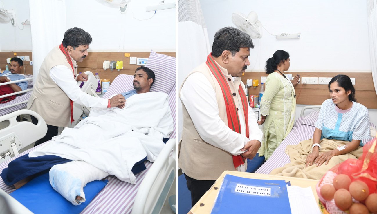 उपमुख्यमंत्री विजय शर्मा ने आईईडी ब्लास्ट में घायल जवानों से अस्पताल में की मुलाकात