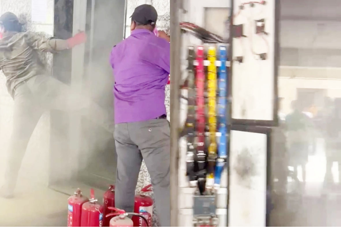 भनपुरी के बंद तंबाखू गोदाम में कचरा जलाने से लगी आग