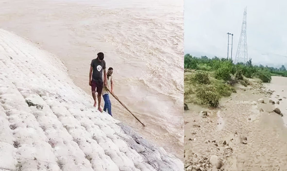 पहाड़ों में बारिश से गंगा-मालन उफान पर, 10 करोड़ के रावली तटबंध पर मंडराया खतरा