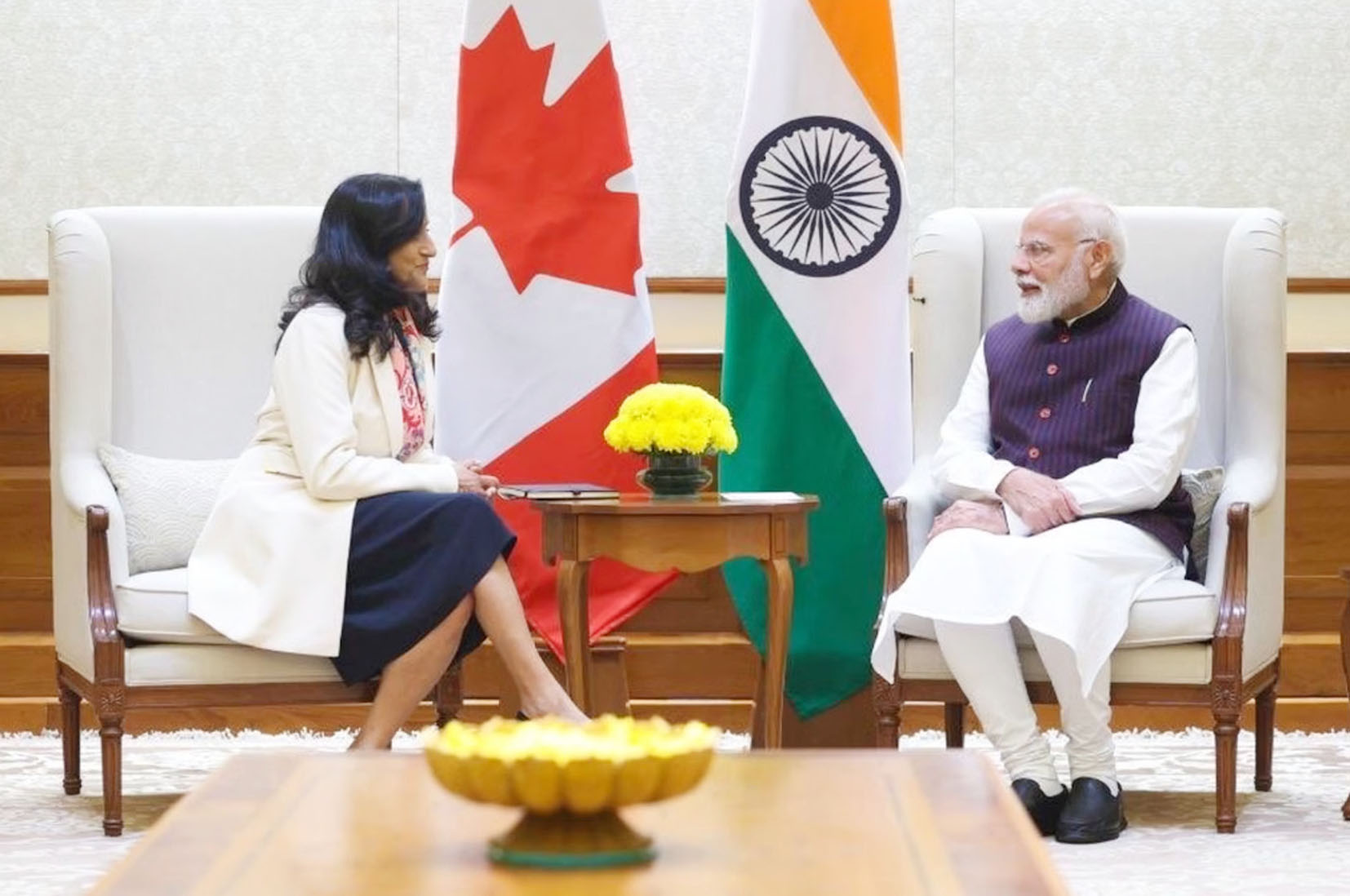 कनाडाई विदेश मंत्री अनीता आनंद ने प्रधानमंत्री मोदी से मुलाकात
