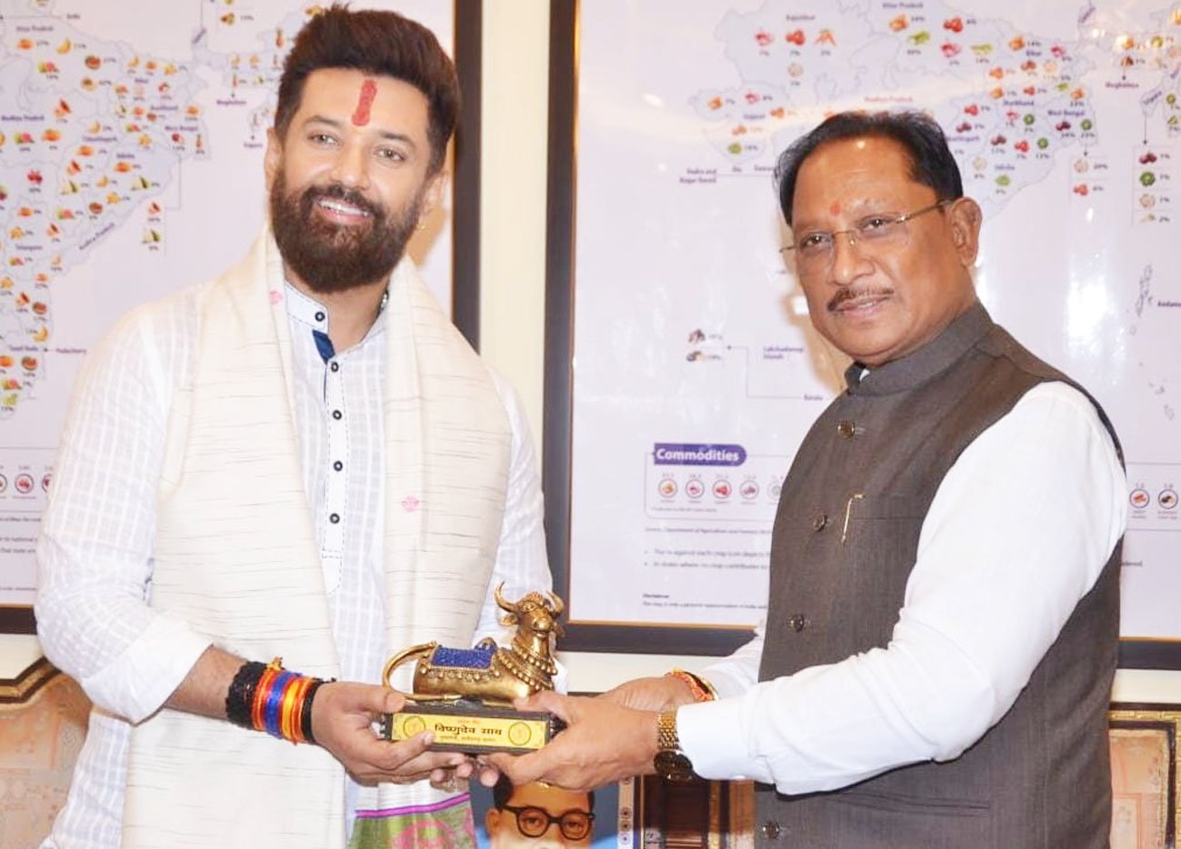 मुख्यमंत्री विष्णुदेव साय की केंद्रीय मंत्री श्री चिराग पासवान के साथ अहम मुलाकात