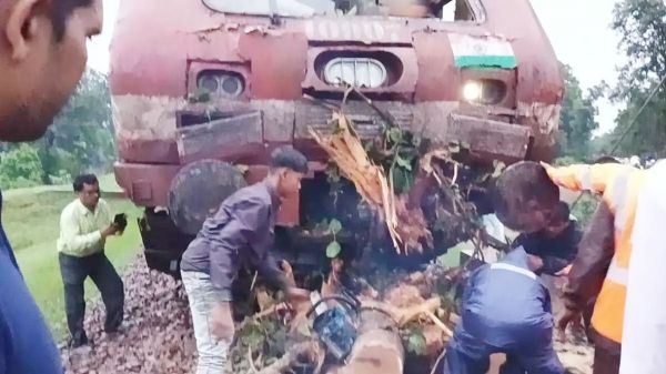 पैसेंजर ट्रेन बरगद पेड़ से टकराई, एक घायल