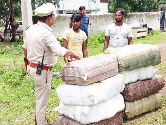 ट्रक से 21 लाख का गांजा जब्त, दुर्ग रोड में राजनांदगांव पुलिस ने पकड़ा