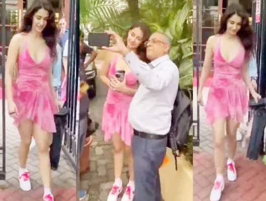 दिशा पटानी फिर पिंक कलर की शॉर्ट ड्रेस में आईं नजर