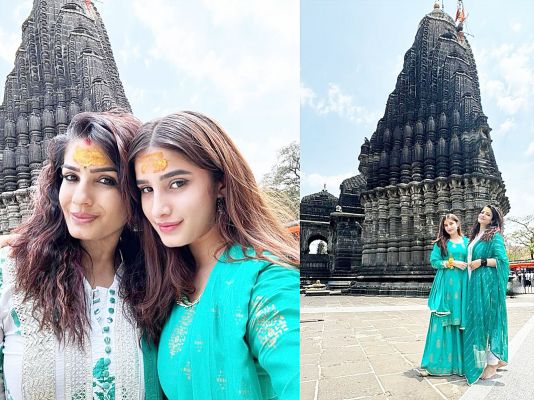 रवीना टंडन ने बेटी राशा थडानी के साथ त्र्यंबकेश्वर शिव मंदिर में आशीर्वाद लिया