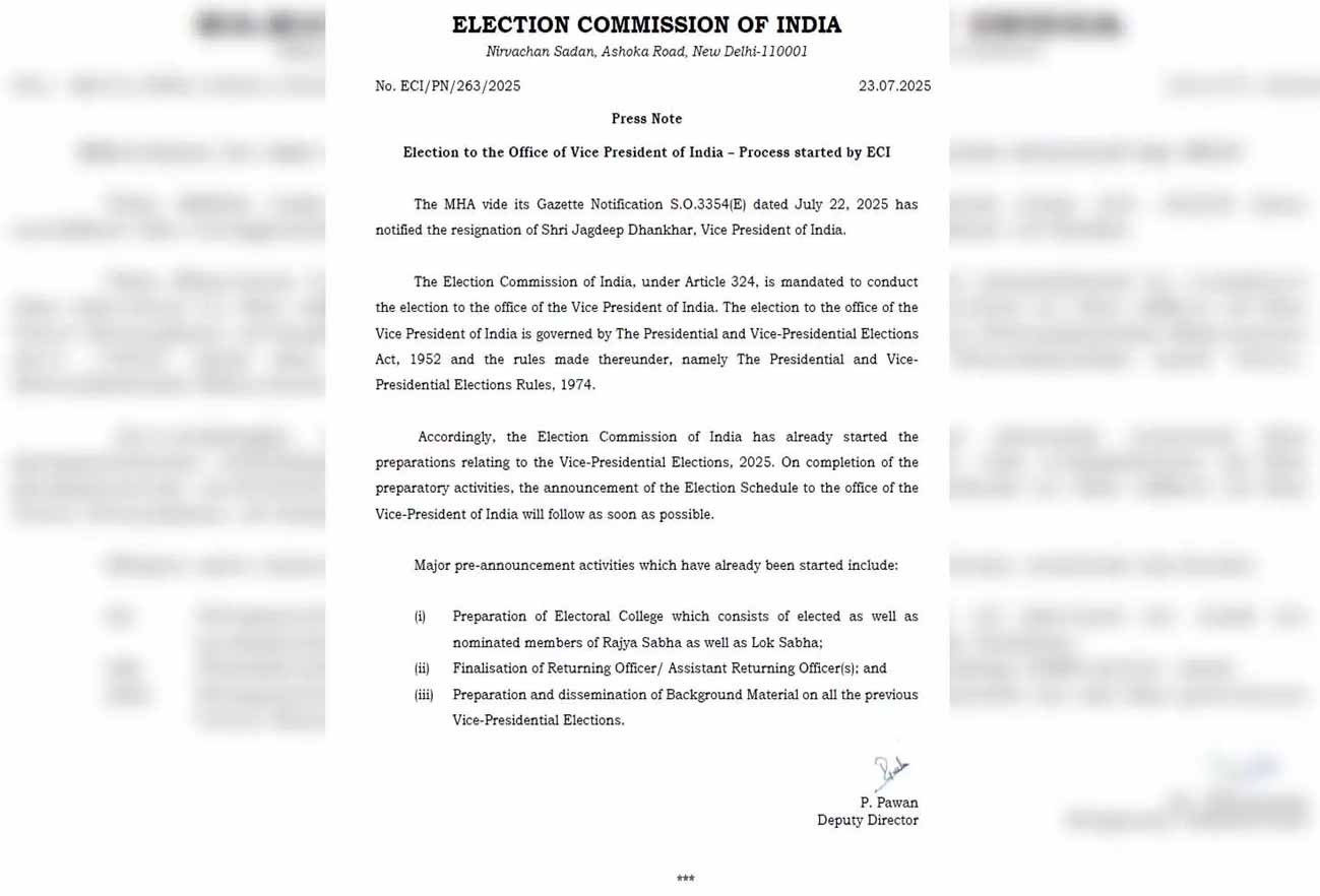 चुनाव आयोग ने शुरू की उपराष्ट्रपति चुनाव की तैयारी
