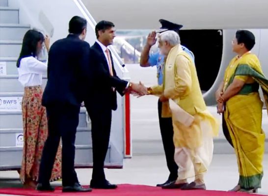 ब्रिटेन के प्रधानमंत्री ऋषि सुनक पहुंचे भारत