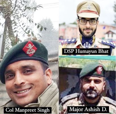 अनंतनाग जिले में मुठभेड़, कर्नल समेत तीन अधिकारी शहीद