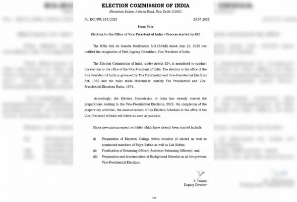 चुनाव आयोग ने शुरू की उपराष्ट्रपति चुनाव की तैयारी