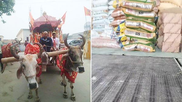 जोधपुर से 11 बैलगाड़ियों में आया 251 कलश गाय का घी