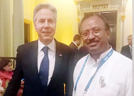 जी20 की बैठक में एंटनी ब्लिंकन से मिले विदेश राज्यमंत्री वी मुरलीधरन