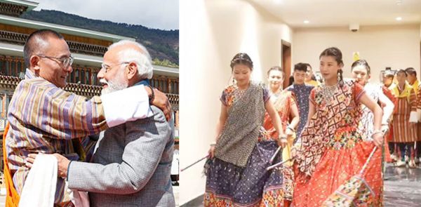 भूटान में प्रधानमंत्री नरेंद्र मोदी का भव्य स्‍वागत